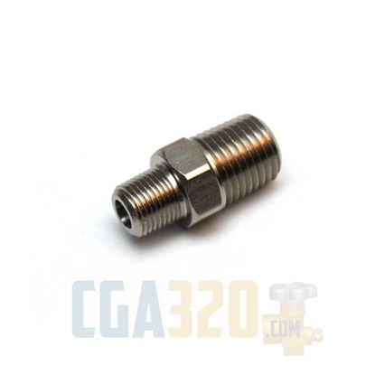Picture of 1/4" x 1/8"MPT Brass Reducing Hex Nipple - Nickel Plated