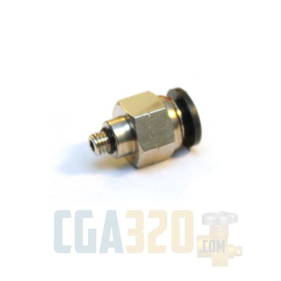 Picture of 1/4" Tube x 10-32UNF Male - Nickel Plated Push-to-Connect Connector